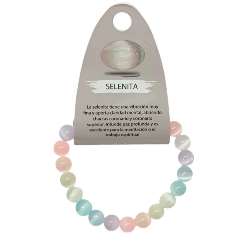 Pulsera Pulsera Piedra Selenita Bicolor 8 mm Colores Pastel