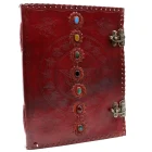 CUADERNO GRIMORIO Libro GIGANTE de Cuero de los 7 Chakras 33x25x2,5 (cm),
