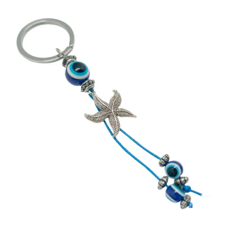 Llavero Metal Ojo Turco Y Estrella De Mar
