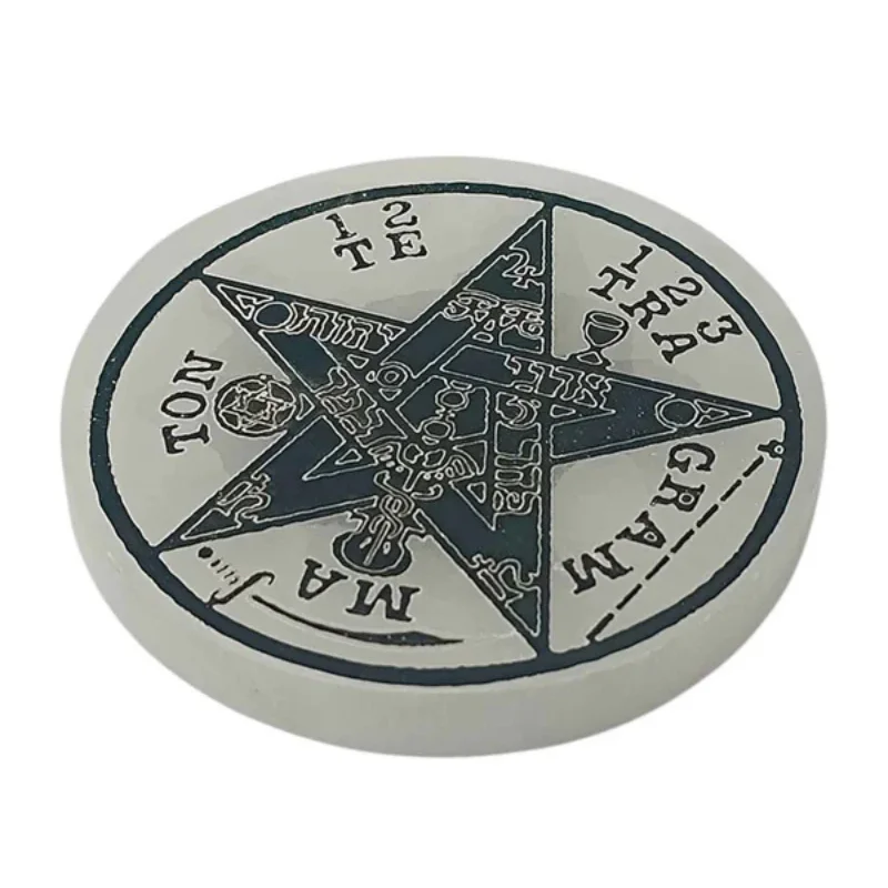 Plato Selenita Grabado Tetragramaton 10 Cms Aprox