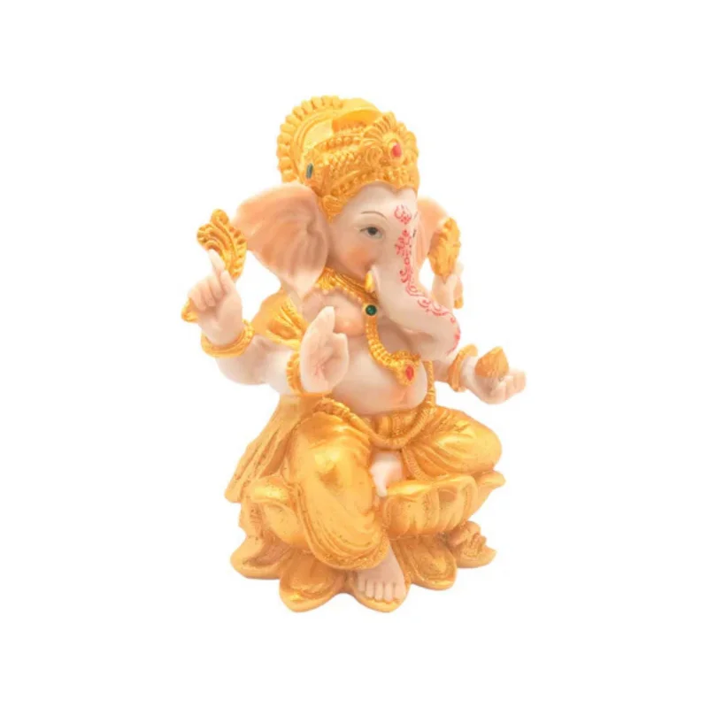 Figura En Resina Diosa Ganesha 14 Cms Aprox DORADO LOTO