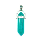 Colgante Doble Punta Piedra Cuarzo Azul 4 Cms Aprox Engarzado En Metal