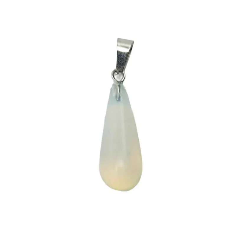Colgante Lagrima Piedra Opalina 28 mm Aprox Con En Metal