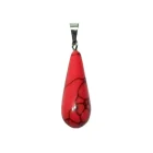 Colgante Lagrima Piedra Howlite Rojo 28 mm Aprox Con En Metal