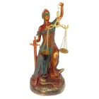 Figura En Resina Diosa De La Justicia Sentada 27 Cms Apox Color Cobre/Verde