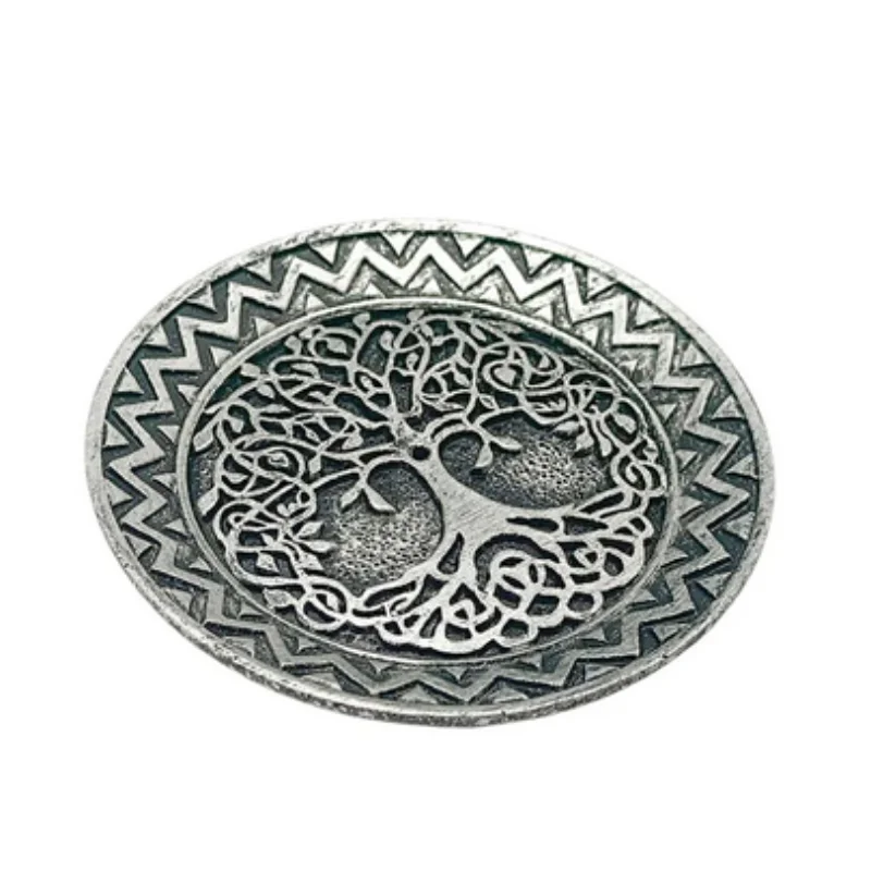 Porta Incienso Arból De La Vida En Resina 9,5 Cms Aprox En Color Plata