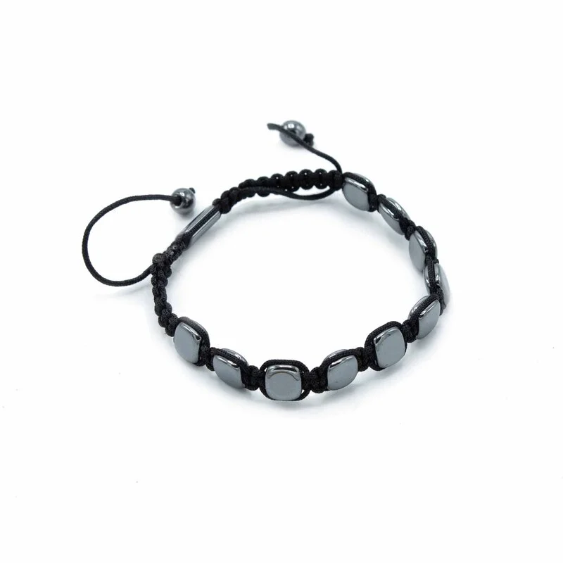 Pulsera Magnética Hematites Shamballa Cuadrado