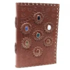 CUADERNO GRIMORIO de Cuero Piedra 7 ChakraS. PIEDRA NATURAL. 22x15x2 (cm)