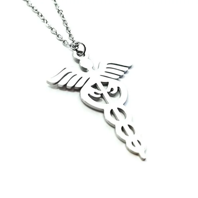 Collar Acero Caduceo 25 x 35 mm Y Cadena 40+5 Cms.