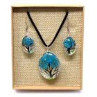 CONJUNTO Flores Prensadas ORGONITA. Arbol De La Vida Azul