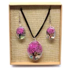CONJUNTO Flores Prensadas ORGONITA. Arbol De La Vida Rosa brillante