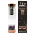 Botella de Cristal para Infusión de Te Oro Rosa. Amatista. 23,8 x 6,3 (cm). 500 ML