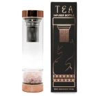Botella de Cristal para Infusión de Te Oro Rosa. Cuarzo Rosa. 23,8 x 6,3 (cm). 500 ML