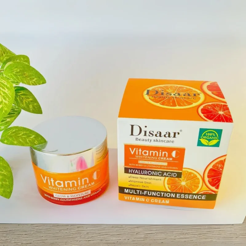 CREMA DE Suero de vitamina C Disaar Crema facial blanqueadora VC Reparadora Atenúa las pecas Elimina las manchas oscuras Melanina Aclara la piel Ácido hialurónico.
