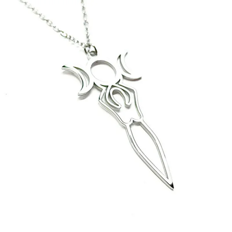 Collar Acero Diosa Triple Luna 20 x 42 mm Y Cadena 40+5 Cms.