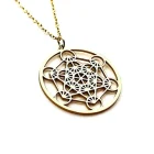 Collar Acero Dorado Metatron 25 mm Cadena 40+5 Cms