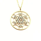 Collar Acero Dorado Metatron 25 mm Cadena 40+5 Cms