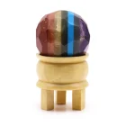 ESFERA FACETEADA Curativa de Piedras Preciosas y soporte de madera. Siete chakras. 10 x 5,5 (cm)