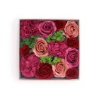 Flores de Jabón Caja Cuadrada Bendiciones Rosas Vintage 15x8x15