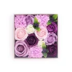 Flores de Jabón Caja Cuadrada Bendiciones Rosa Lavanda y Clavel 19x8 cm