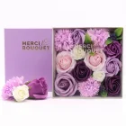 Flores de Jabón Caja Cuadrada Bendiciones Rosa Lavanda y Clavel 19x8 cm