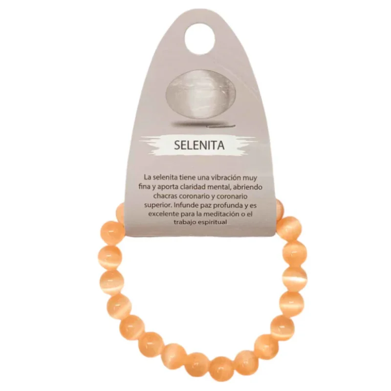 Pulsera Piedra Selenita Color 8 mm NARANJA