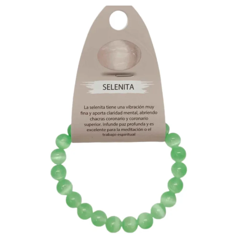 Pulsera Piedra Selenita Color 8 mm VERDE