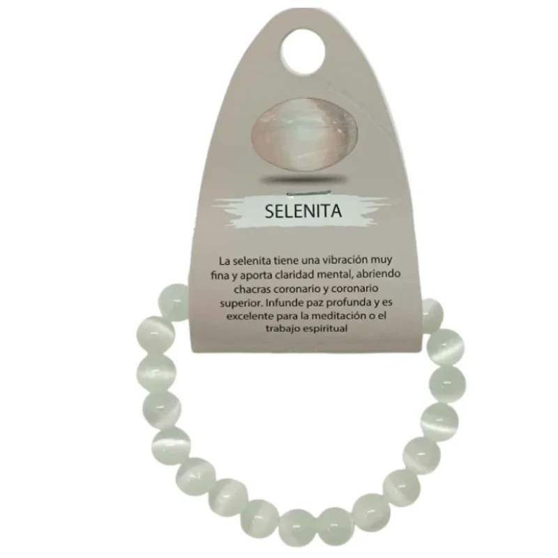 Pulsera Piedra Selenita Color 8 mm BLANCO NATURAL