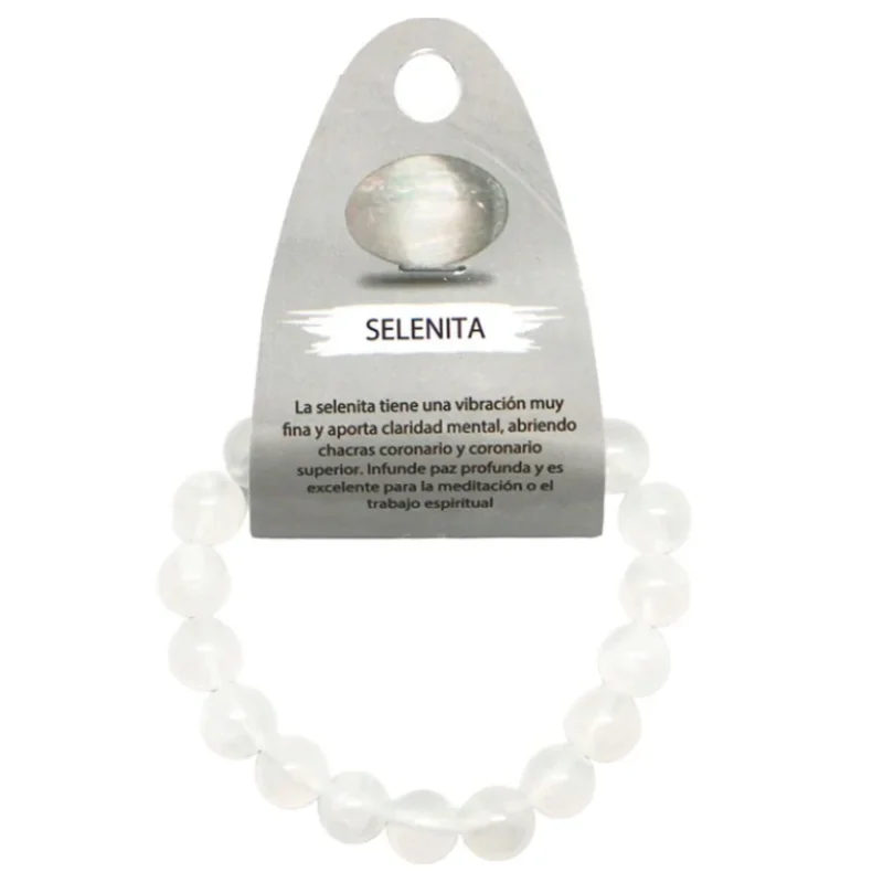 Pulsera Piedra Natural Selenita 10 mm. BLANCO NATURAL