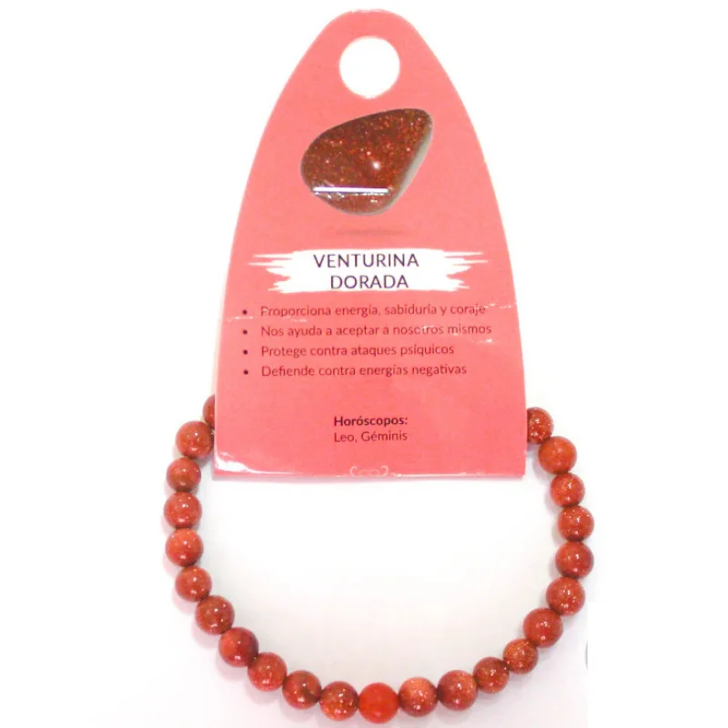 Pulsera De Aventurina Dorada 6 mm