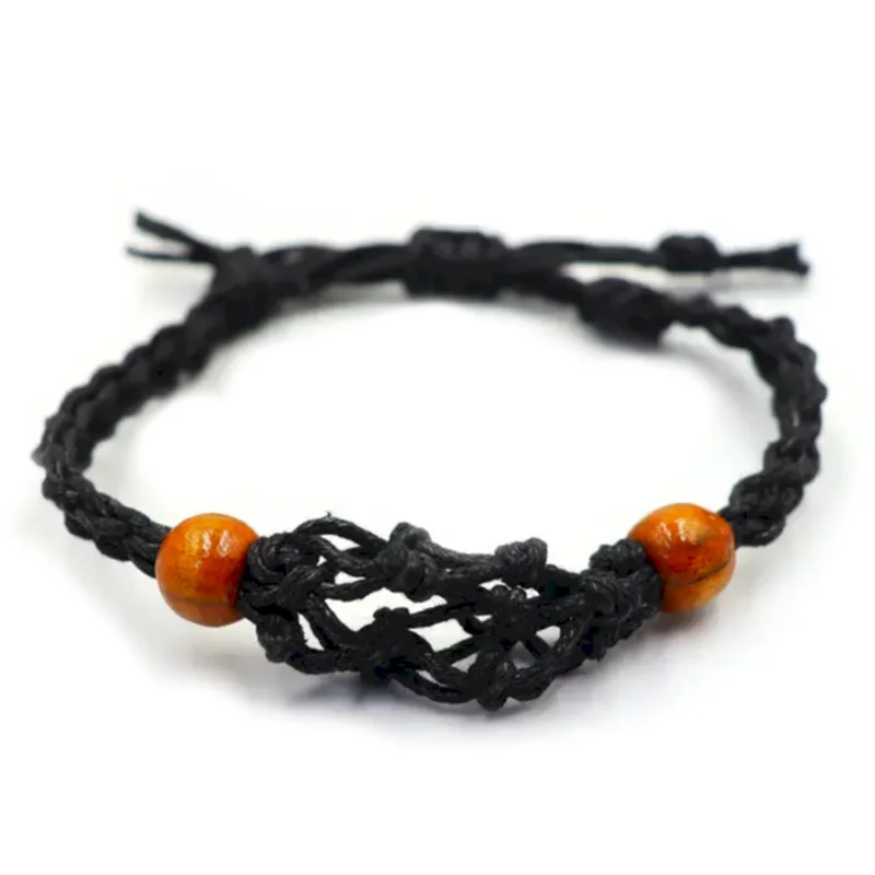 Pulsera de Macrame para Piedras Preciosas 20-28cm Negro
