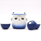 Set de tetera y tres tazas Panda Azul Cielo. Cerámica