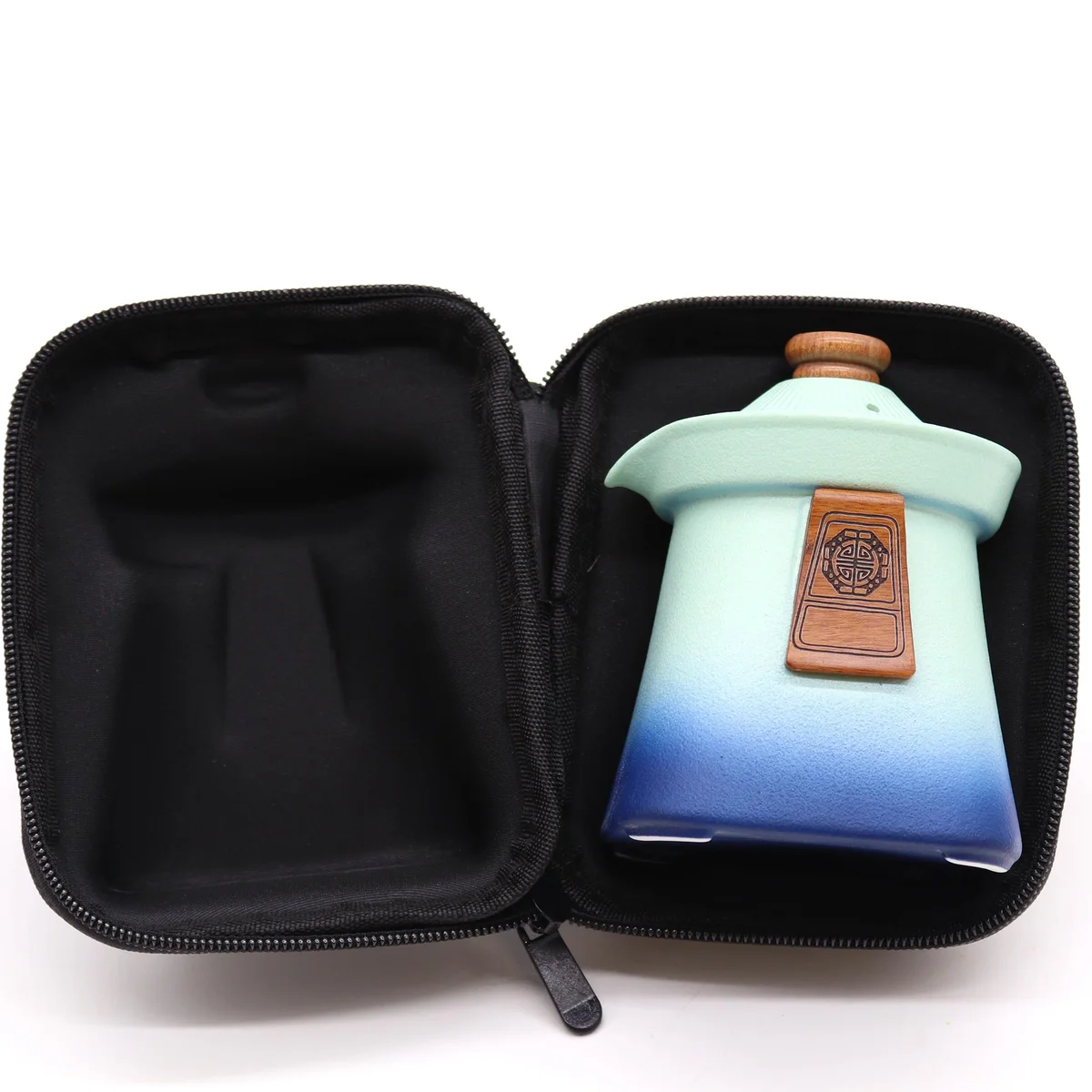 Set de tetera y tres tazas Templo Azul Cielo