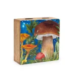 Caja Cuadrada Mediana 13,5 x 13,5 x 6 cm Hongo Verde azulado. SETAS