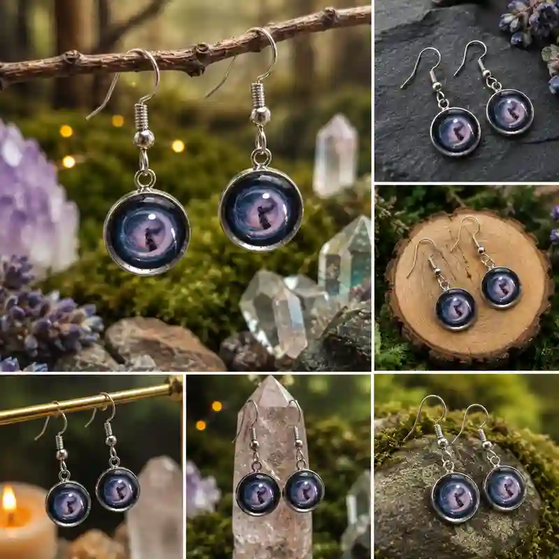 Pendientes Brisagiraluna Luna mística con cabujón de vidrio