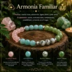 Pulsera Armonía Familiar de cuarzo rosa amazonita ágata árbol y jade verde