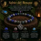 Pulsera Sabio del Bosque con búho lapislázuli rubí fucsita ojo de águila y labradorita