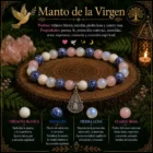 Pulsera Manto de la Virgen con tridacna blanca sodalita piedra luna cuarzo rosa y dije de la Virgen