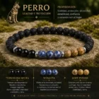 Pulsera Perro Horóscopo Chino con turmalina negra sodalita jaspe paisaje y roca volcánica