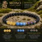 Pulsera Mono Horóscopo Chino con citrino ágata azul hematita titanio arcoíris y roca volcánica