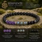 Pulsera Serpiente Horóscopo Chino con amatista labradorita obsidiana negra y roca volcánica