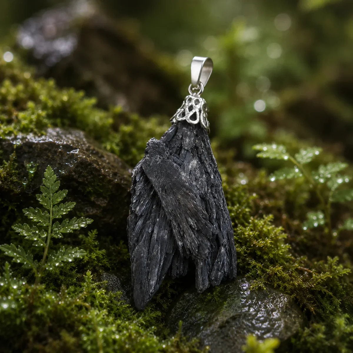 COLGANTE PIEDRA IRREGULAR DE TARAMITA NEGRA APROX. 2 X 4-5 CM. Tamarita