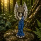 Figura de Arcángel Metatrón en resina de 27 cm con Cubo de Metatrón y manto azul