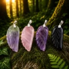 Colgantes Alas Protectoras de piedra natural varios modelos 32 x 14 mm