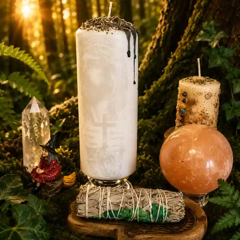 Velón Protección de Cristo Redentor blanco para oración y protección espiritual