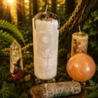 Velón Protección de Cristo Redentor blanco para oración y protección espiritual