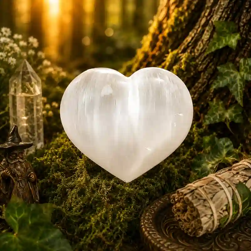 Corazón de piedra natural de selenita blanca de 6-8 cm
