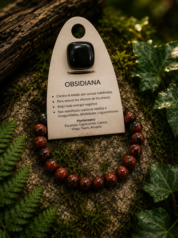 Pulsera de Piedra Natural Obsidiana Caoba 8 mm