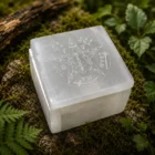 Joyero de Selenita Natural Grabado Tetragramatón 7x7 cm