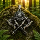 Colgante de Acero Valknut 55 mm con Runas Vikingas